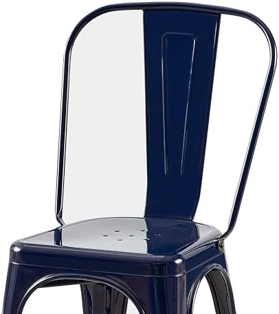 AC Pacific 18 Inch Seat Height Industrial Metal Dining Chairs, Stackable Kitc...
