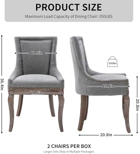 Modern Dining Chairs Set of 4, Fabric Upholstered High Back Chairs with Nailh...