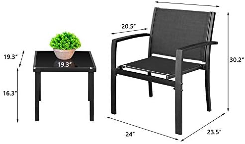 Homall 3 Pieces Patio Furniture Set Outdoor Patio Conversation Textilene Bist...