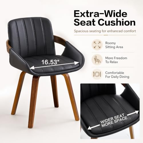 VipDesk Swivel Dining Chairs Set of 2 with Arms, Mid-Century Modern, Black
