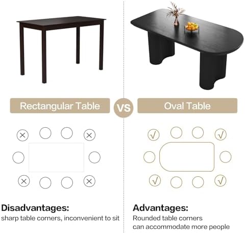 63" Modern Dining Table Set for 4, Black 5 Piece Dining Set