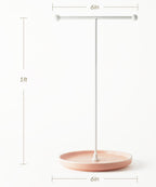VROOMIUM Necklace Holder Stand - 6in Ceramic Base X 1ft Height, Aesthetic Decor for Bedroom, Jewelry Organizer for Necklace, Bracelets, Rings, Exhibidor de Collares- Romantic Pink