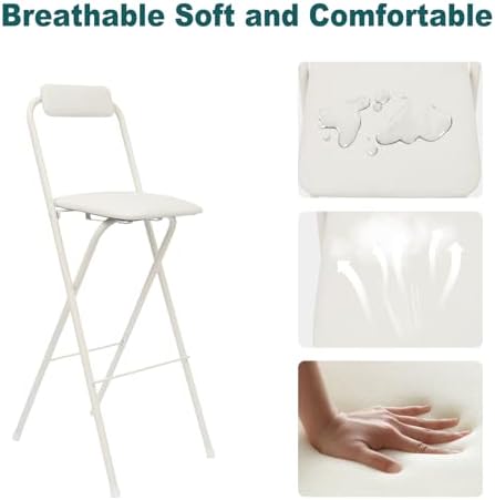 29" Tall Chair,Cushioned Padded Folding Bar Stool,Bar Stool,Portable Fol...