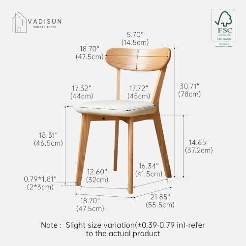 100% Solid Oak Dining Chairs, Mid Century Modern Dining Chair with Curved Bac...