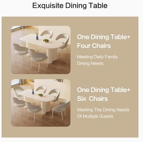 63" Dining Table Set for 4, Modern White Dining Table