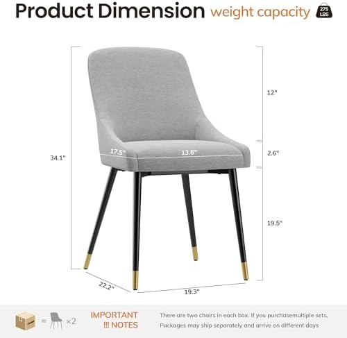 COLAMY LUMA Dining Chairs Set of 4, Upholestered Fabric Kitchen Dining Chairs...
