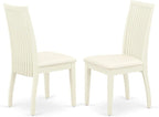 East West Furniture ANIP3-LWH-C 3 Piece Kitchen Table Set for Small Spaces Contains a Round Dining Table with Pedestal and 2 Linen Fabric Dining Room Chairs, 36x36 Inch, Linen White