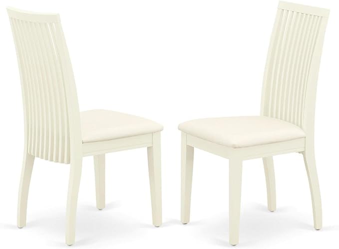 East West Furniture HLIP3-LWH-C 3 Piece Modern Dining Table Set Contains a Round Wooden Table with Pedestal and 2 Linen Fabric Upholstered Dining Chairs, 42x42 Inch, Linen White