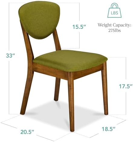 Best Choice Products Wooden Dining Chairs, Wood Mid-Century Modern Upholstere...