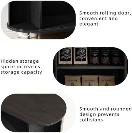 ComfyCorner 55" Fluted Buffet Sideboard Cabinet with Sliding Door, Black