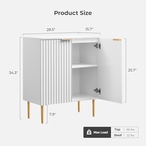 SICOTAS 57"W Modern Sideboard Buffet Cabinet with Adjustable Shelves, White