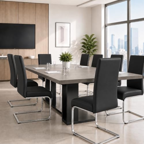 Yaheetech Dining Chairs Set of 6 High Back Modern Kitchen Chairs Black