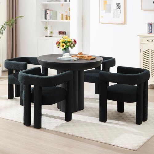 Modern Dining Chair Set of 4 Living Room Chairs,Upholstered Barrel Chair