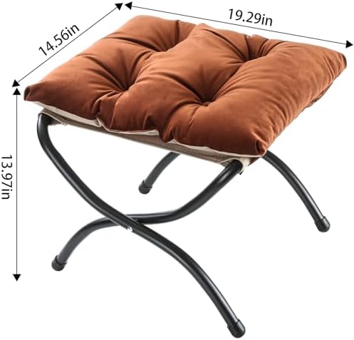 15" Upholstered Folding Foot Rest Stool with Foldable Metal Frame Brown ...