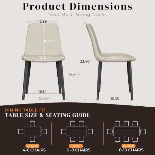 Dining Chairs Set of 4, Leather Modern Kitchen & Dining Room Chairs, Comf...