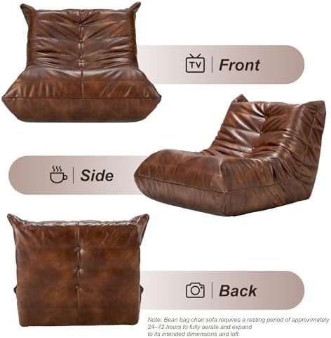 Hobestluk Bean Bag Chair Leather Togo Chair Memory Foam Living Room Adult | M...