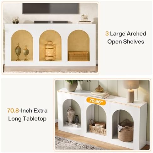 Tribesigns 70.9" White Console Table with Storage, Wood Entryway Entry T...