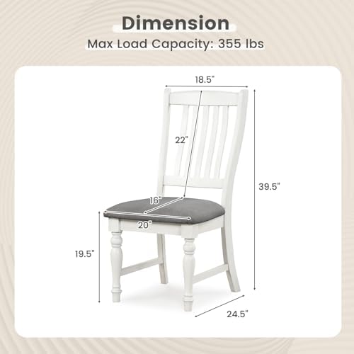 GIANTEX Wood Dining Chairs Set of 4, Farmhouse Kitchen Chairs, White
