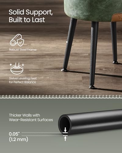 VASAGLE Storage Ottoman, Synthetic Leather Round Seat with Steel Legs | Vanit...