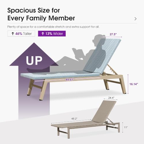 PURPLE LEAF Oversize Chaise Lounge Champagne Frame Set of 2, Pale Blue | 3-Ye...
