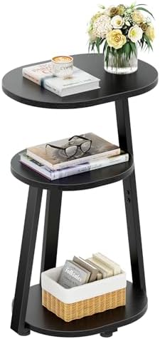 Kalrin Side Table, Small End Table with Metal Frame, 3-Tier Bedside Tables, R...