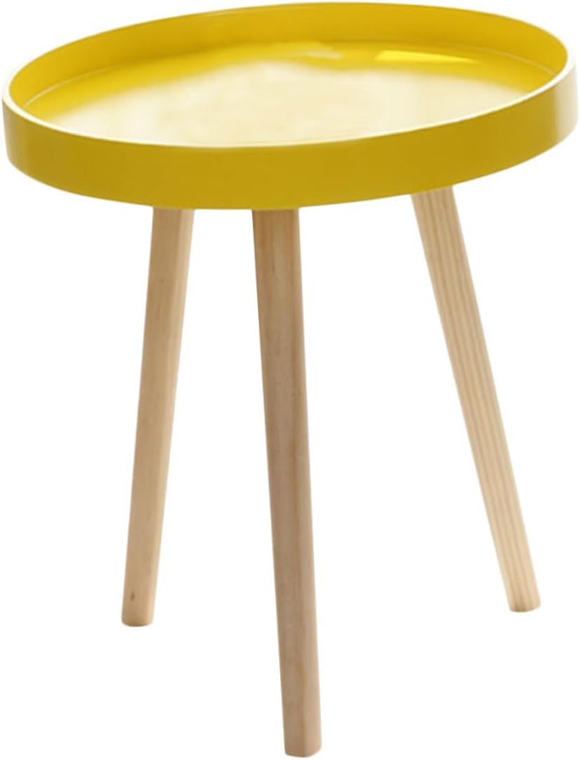 ARTIBETTER Modern Mini Round Yellow End Table, Nordic Style Small Indoor Beve...