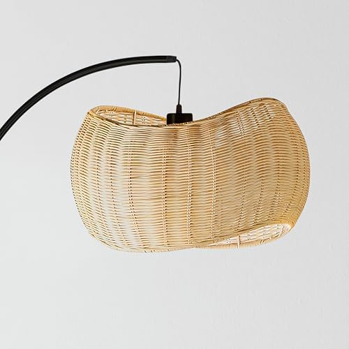 Brightech Wave Arc Floor Lamp - Chic Standing Lamp with Unique Hanging Wicker...