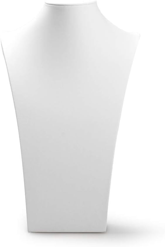 Oirlv White Leather Jewelry Bust Necklace Display Stand Trade Show Jewelry Holder (H:13.38")