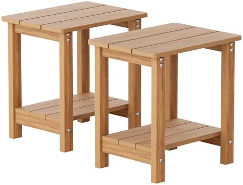 MXIMU Outdoor Side Table Set of 2, Adirondack Table, 2-Tier, Teak