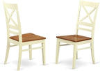 East West Furniture QUIN5-WHI-W 5 Piece Dining Room Table Set Includes a Rectangle Kitchen Table with Butterfly Leaf and 4 Dining Chairs, 40x78 Inch, Buttermilk & Cherry
