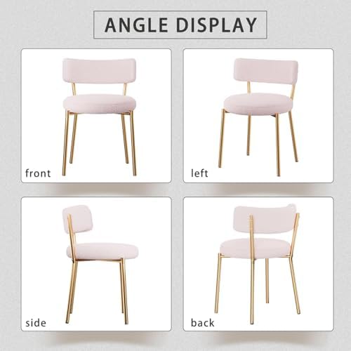 Gold Round Glass Dining Table Set for 4, 36'' Small Modern Kitchen Ta...