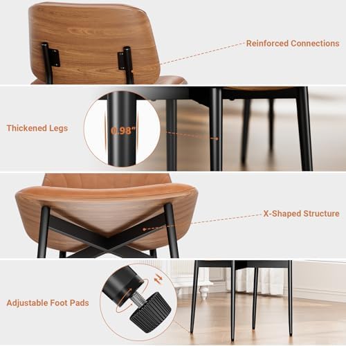 YaFiti Dining Chairs Set of 2, Mid Century Modern PU Leather Kitchen Chairs |...
