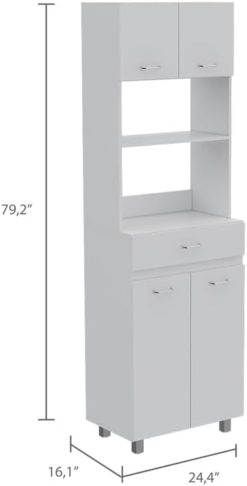 Maykoosh White Kitchen Pantry Cabinet - Appliance Storage with Drawer & A...