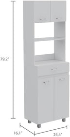Maykoosh White Kitchen Pantry Cabinet - Appliance Storage with Drawer & Adjustable Legs