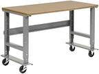 Global Industrial Mobile Adjustable Height C-Channel Leg Workbench, Shop Top Square Edge, 60"W x 30"D, Gray