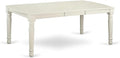 East West Furniture DOT-LWH-T Dover Modern Kitchen Table - a Rectangle Dining Table Top with Butterfly Leaf & Stylish Legs, 42x78 Inch, Linen White