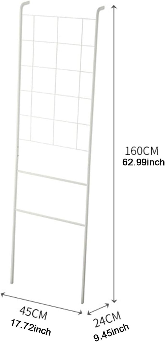 Home Leaning Ladder Rack Blanket Holder Tie Storage Home Decoration Wall Leaning Decorative Ladder for Bedroom Toilet Kitchen, White