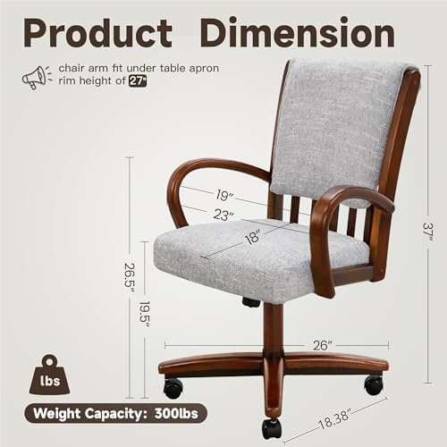Chromcraft Baylor Swivel-Tilt Caster Dining Chair - Walnut - Haze - 2pc | USA...