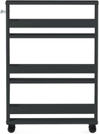 MUSEHOMEINC Compact Space Kitchen Pantry,3-Tier Kitchen Removable Storage Cart, Slim Slide Out Rolling Pantry Shelf for Narrow Spaces（Black）