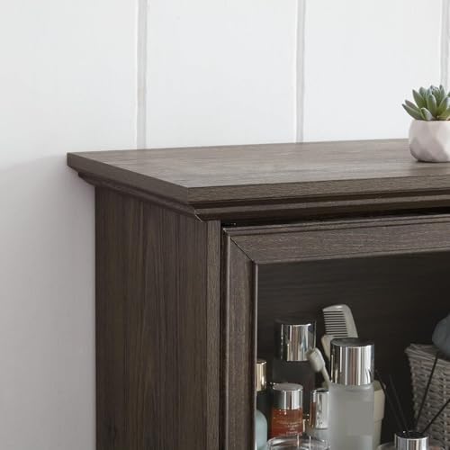 Tall Bookcase with Glass Doors, 63" H Farmhouse Glass Curio Display Cabi...