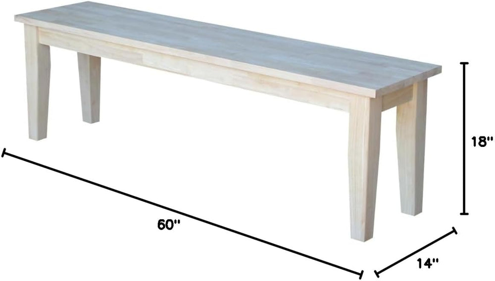 International Concepts Shaker Style Bench Unfinished