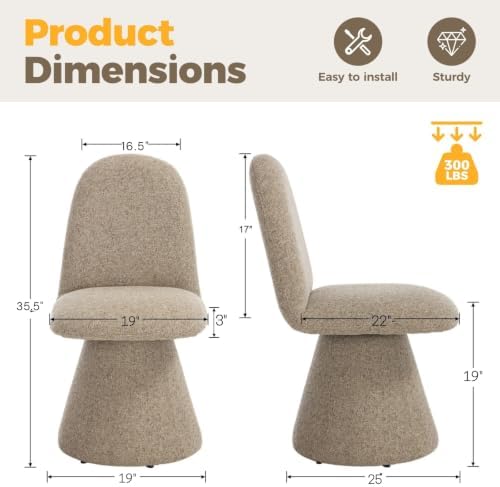DUOMAY 360° Swivel Dining Chairs Set of 6, Mid Century Modern High Back Linen...