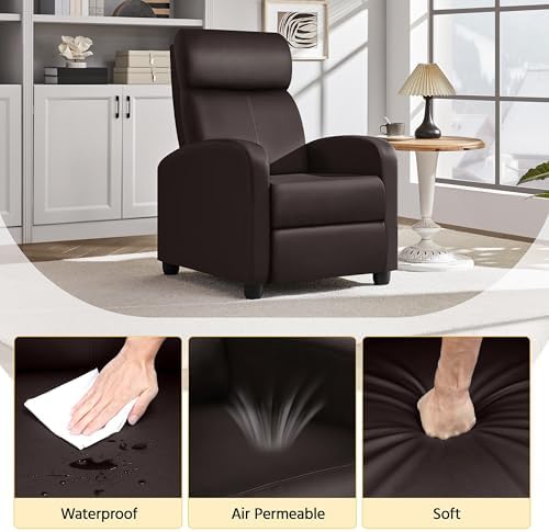 Yaheetech Recliner Chair with 3 Adjustable Angles Living Room Chairs Brown