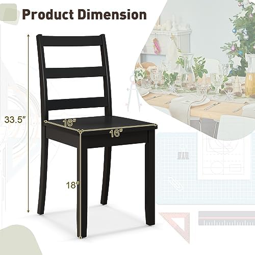 GIANTEX Wood Dining Chairs Set of 4 Black- Wooden Armless Kitchen Chairs with...