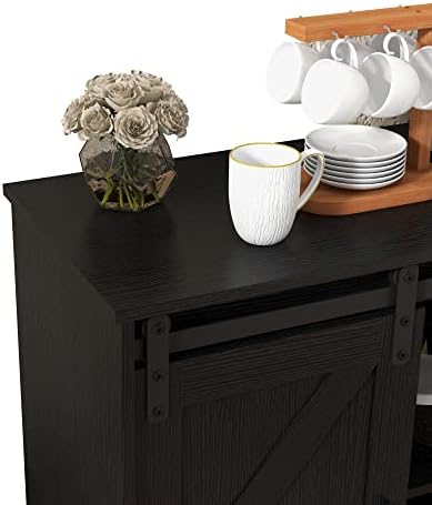 Panana Sliding Barn Door Buffet Sideboard Storage Cabinet Coffee Bar Kitchen ...