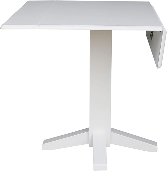 Solid Wood 36" Square Dual Drop Leaf Dining Table, White
