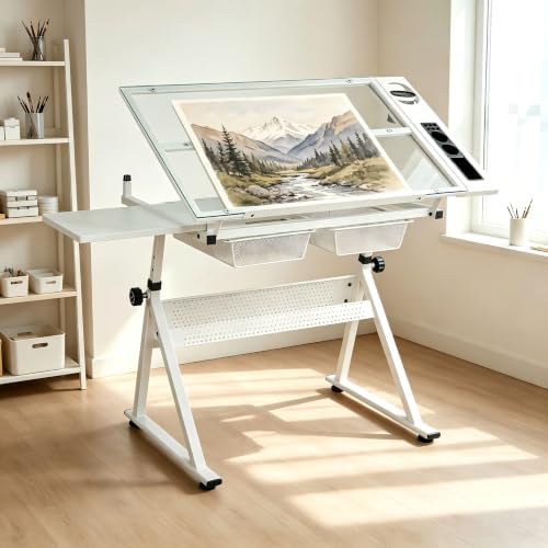 Garvee Drafting Table w/Stool, Height Adjustable Drawing Table