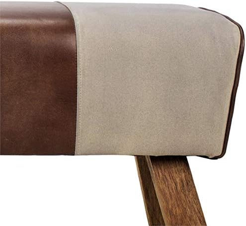 Moe's Home Collection Pommel 18.5" Leather Upholstered Bench in Brow...