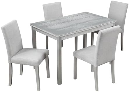 Harper & Bright Designs 5-Piece Dining Table Set with 4 Upholstered Chair...