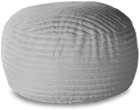 Jaxx 5 Foot Saxx Bean Bag Chair for Adults - Luxe Faux Fur, Mondo Grey